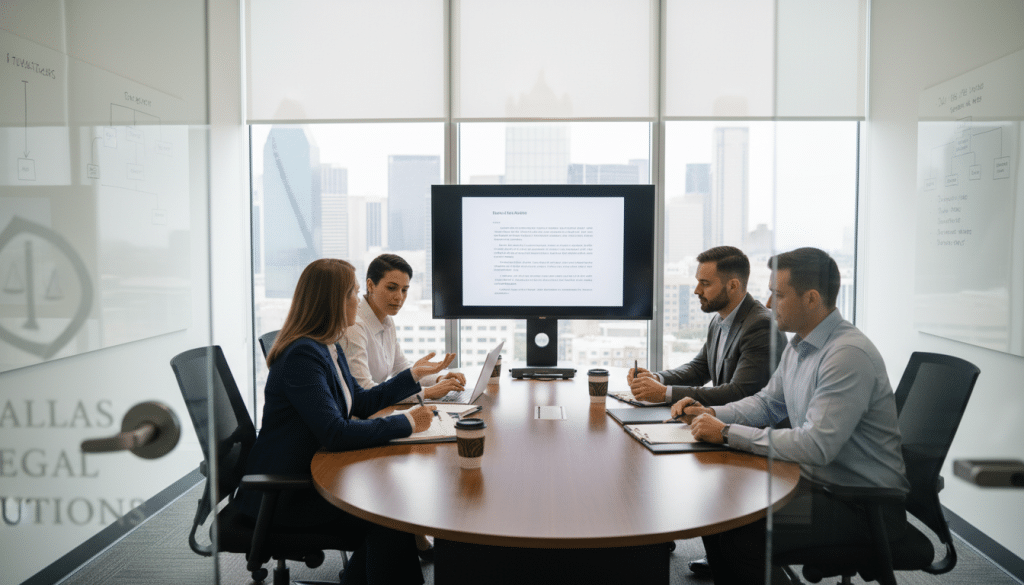 Client consultation for record retrieval services at Complete Legal Dallas office